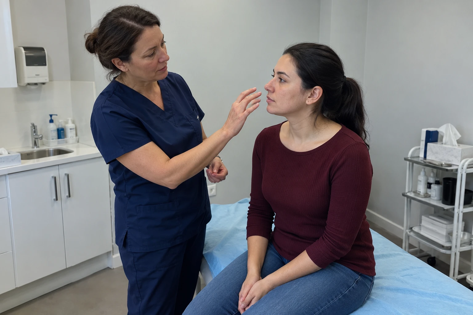 Valoración facial ilustrativa en una clínica genérica